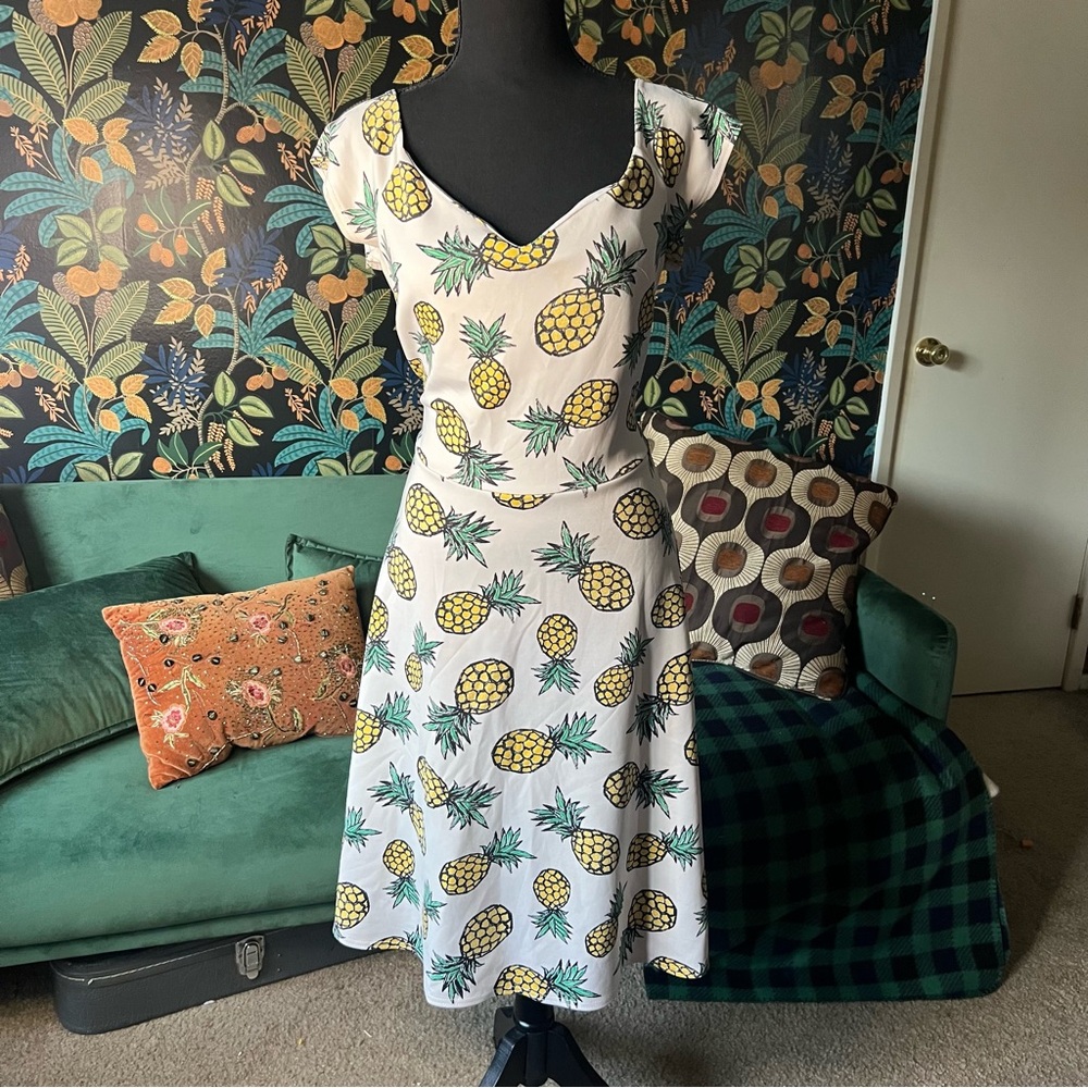 White Pineapple A-Line Dress